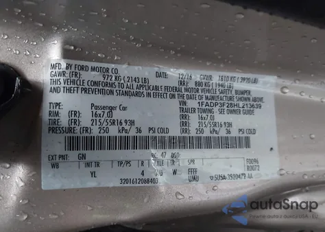 2017 Ford Focus Se from USA, damaged, VIN 1FADP3F28HL213639